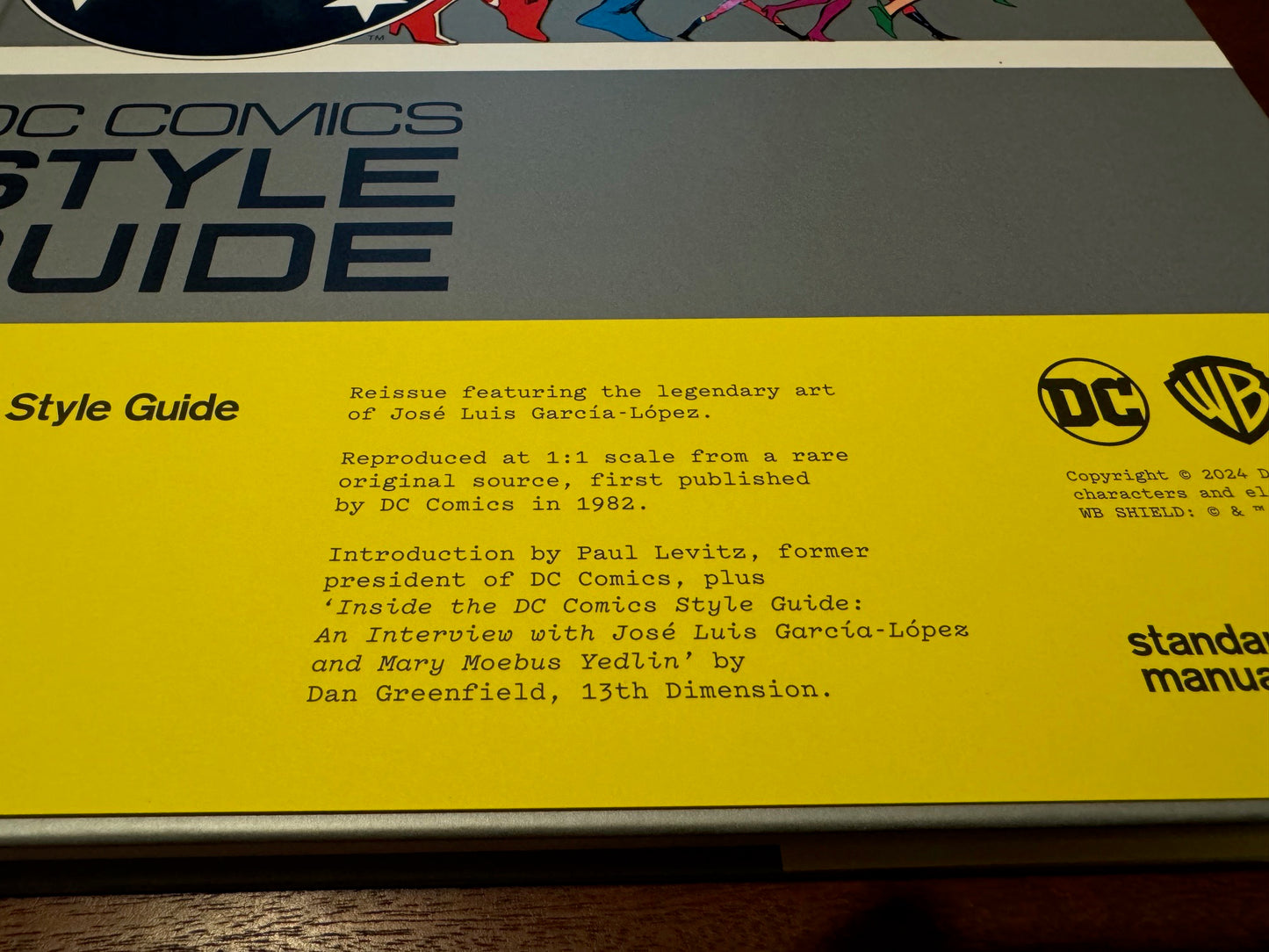 1982 DC Comics Style Guide reissue book cover featuring classic superhero art by José Luis García-López