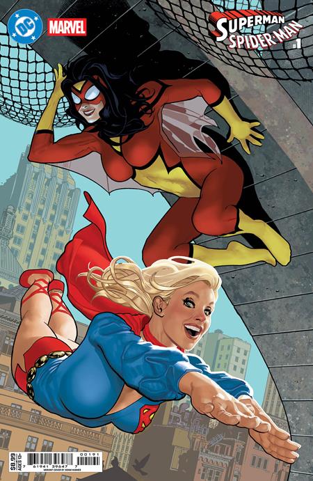 DC MARVEL SUPERMAN SPIDER-MAN #1 (ONE SHOT) CVR I ADAM HUGHES SUPERGIRL 70S & SPIDER-WOMAN 70S CARD STOCK VAR