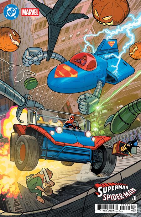 DC MARVEL SUPERMAN SPIDER-MAN #1 (ONE SHOT) CVR T EVAN DOC SHANER SUPERMOBILE & SPIDER-MOBILE CARD STOCK VAR