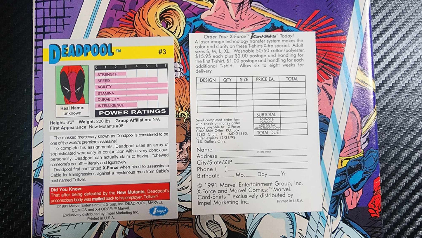 X-FORCE #1 - DEADPOOL TRADING CARD! Marvel 1991