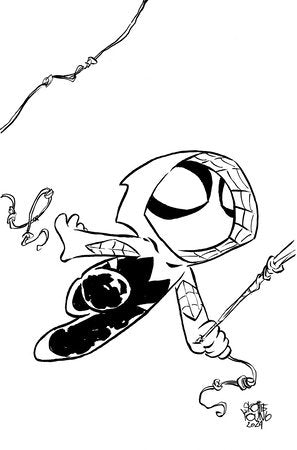 SPIDER-GWEN: THE GHOST-SPIDER #3 SKOTTIE YOUNG'S BIG MARVEL VIRGIN BLACK AND WHI TE VARIANT [DPWX][Ratio 1:50]