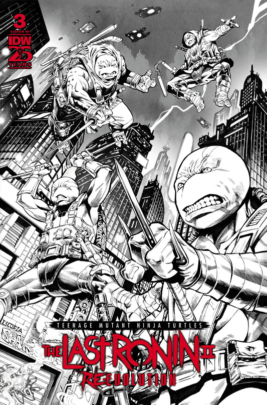 Teenage Mutant Ninja Turtles: The Last Ronin II--Re-Evolution #3 Variant RI (RATIO 1:75) (Escorzas B&W)