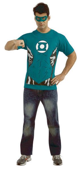 Dc Green Lantern T-Shirt W/ Mask & Ring Lg
