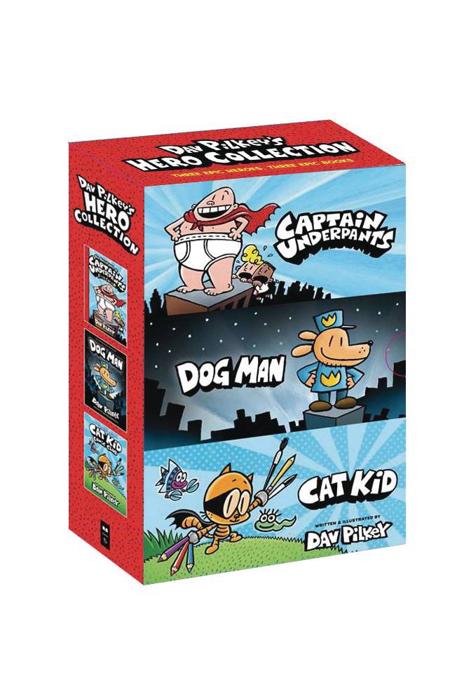 Dav Pilkey Hero Collection 3-Book Boxed Set (Captain Underpants, Dog Man, and Cat Kid)