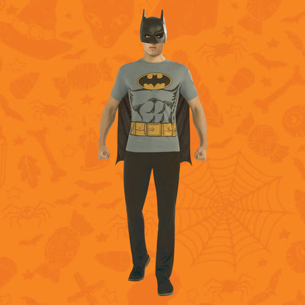 DC Batman T-Shirt W/ Mask & Cape LG